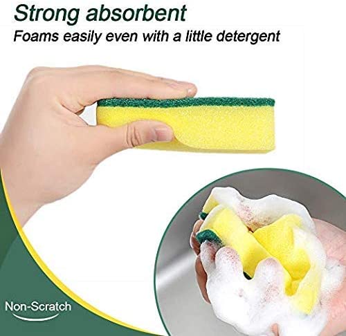 Pleneal Scrubbing Sponge - Dish Sponge - Non-Scratch Scrub Sponges – Heavy Duty Sponge - Double-Sided Sponge for Cleaning Plates, Dishes & Removing Stains