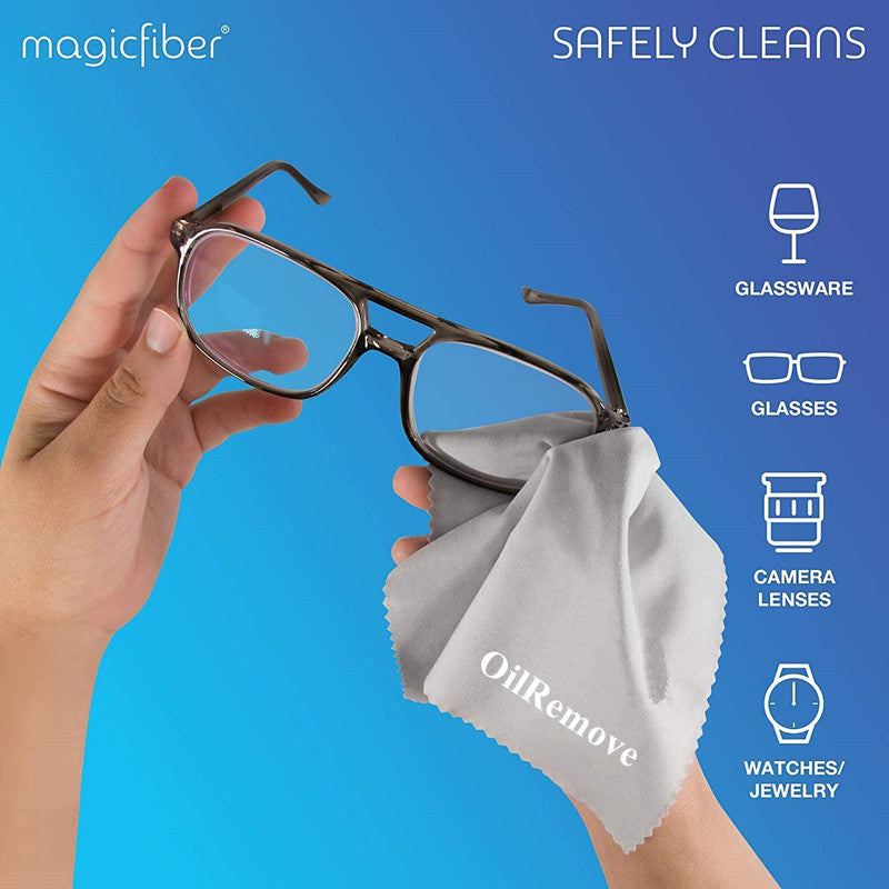 OilRemove Microfiber Cleaning Cloths - 12 PACK - for Cleaning Glasses, Spectacles, Camera Lenses, iPad, Tablets, Phones, iPhone, Android Phones, Laptops, LCD Screens and Other Delicate Surfaces