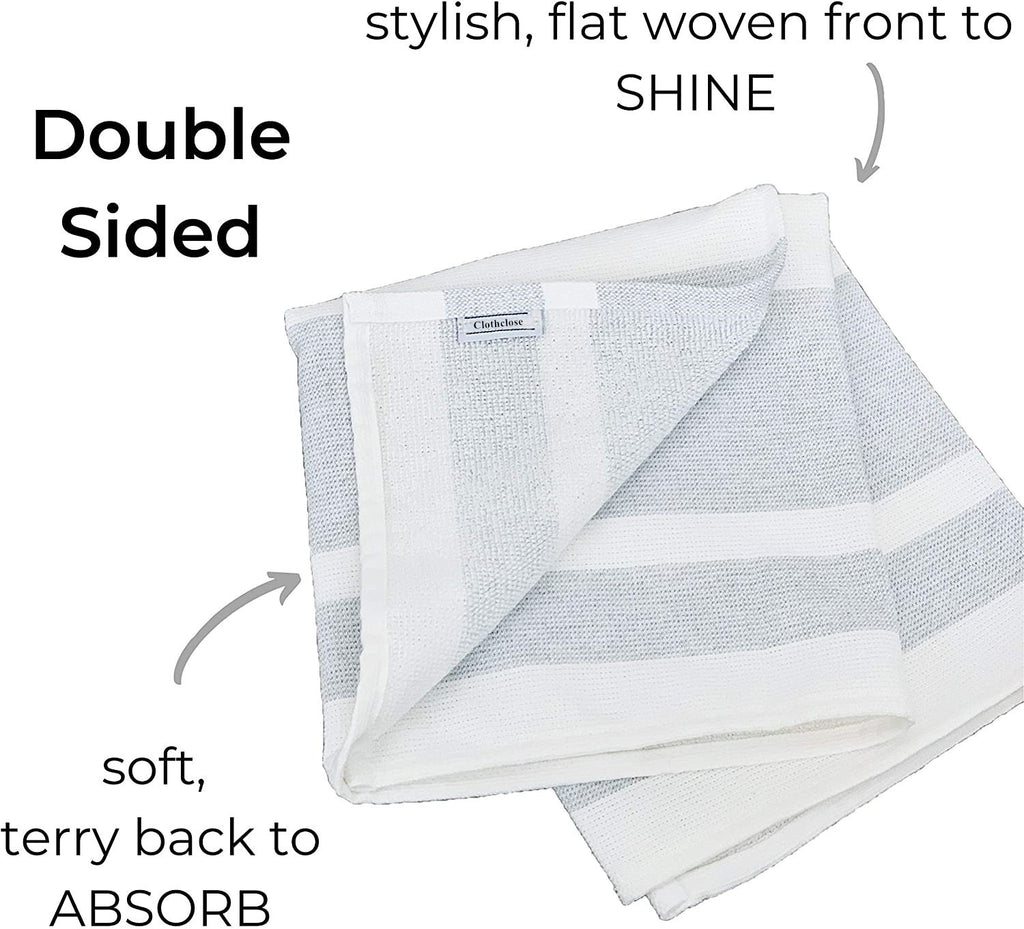 Clothclose Dish Towels Cotton Kitchen Towels | Super Absorbent Weave | Made with Upcycled Denim and Cotton | Set of 3, 20 x 28 in. Zero Waste Unpaper Towels Kitchen Towels and Dishcloths Sets