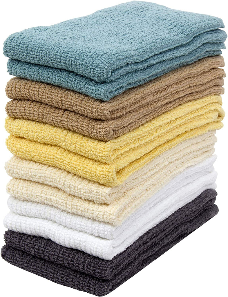 Clothclose Kitchen Towels, 12 Pack - 100% Soft Cotton - 16" x 19"  - Dobby Weave - Great for Cooking in Kitchen and Household Cleaning